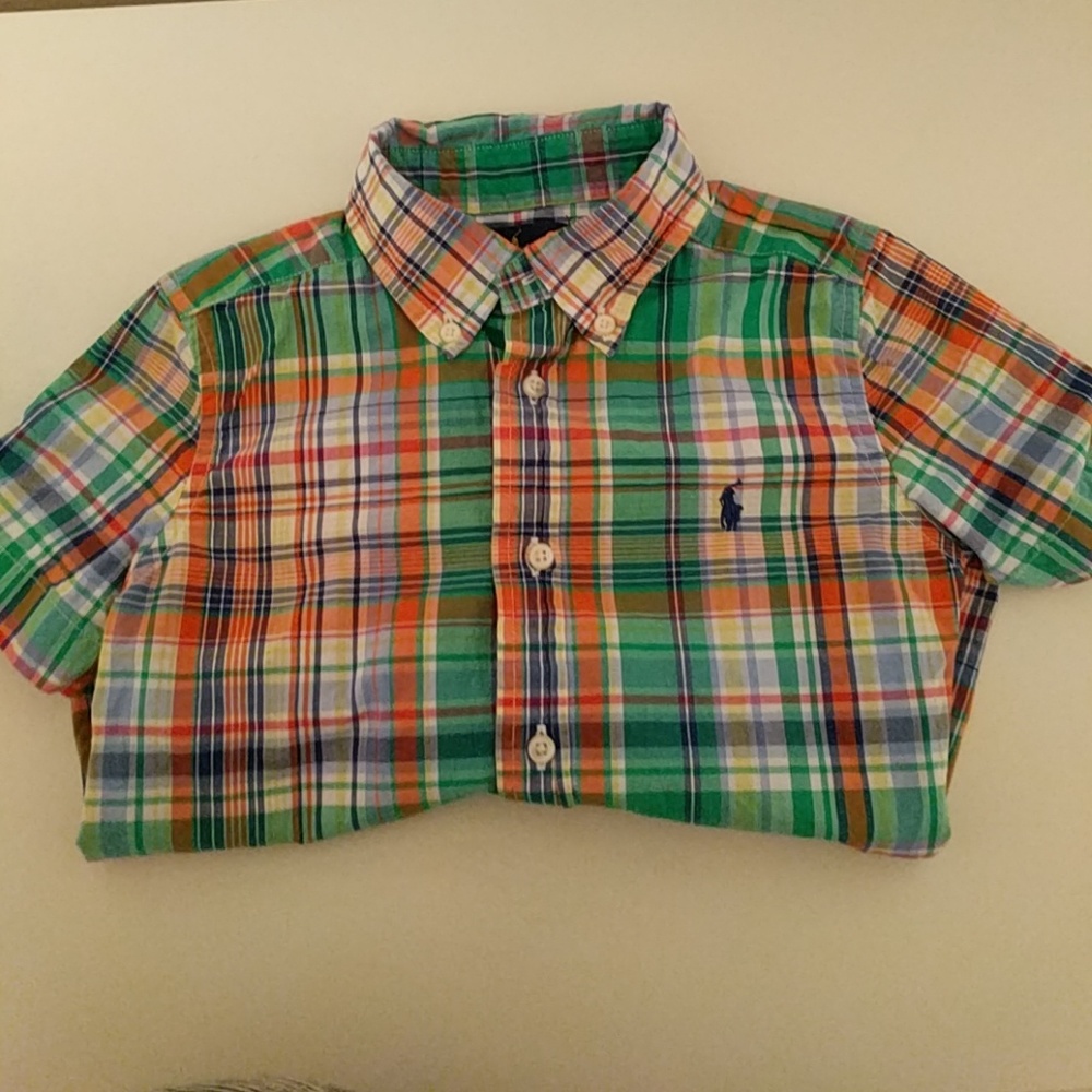 RL plaid Short Sleeve Toddler Boy's Shirt